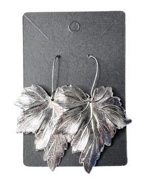 Silver Leaf Statement Earrings - Women Accessories